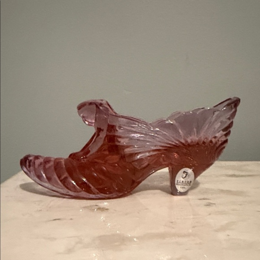 Fenton Rose Glass Slipper